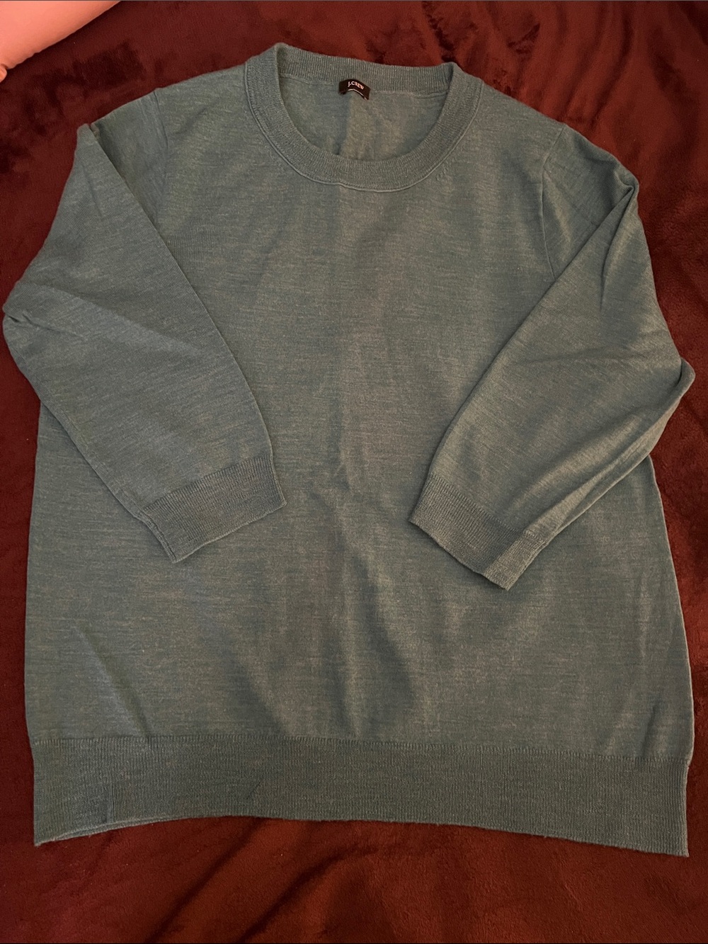 J. Crew Teal Women’s Crewneck Sweater - 3/4 Sleeves